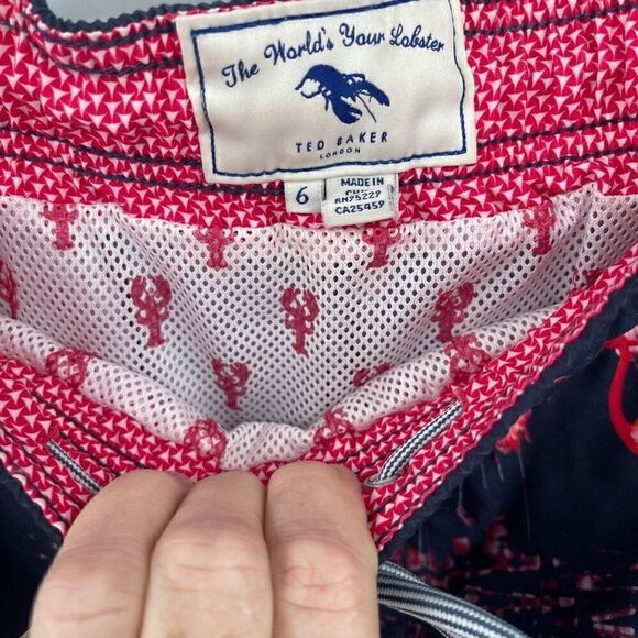 Ted Baker London Multicolor Flamingos Slim Fit Quick Dry Swim Trunks Size 6 - Picture 4 of 6